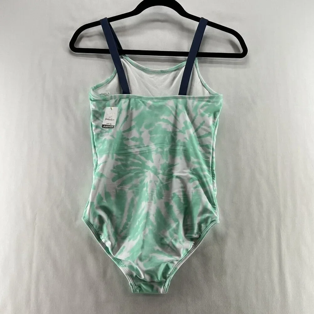 Justice Swimsuit Youth Size 16 Tie Dye One Piece Bathing Suit Beach Green